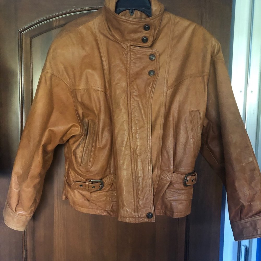 Leather bomber jacket